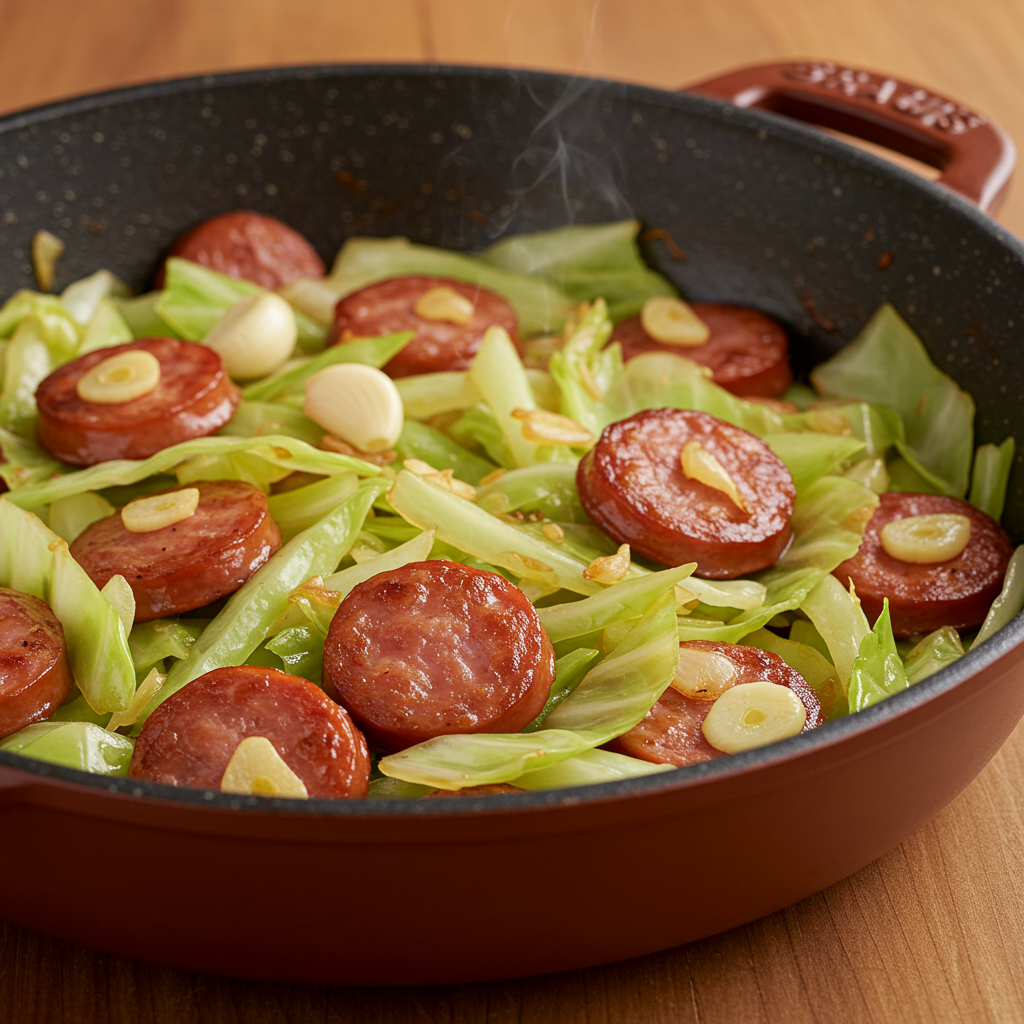 7. Garlic Cabbage and Sausage