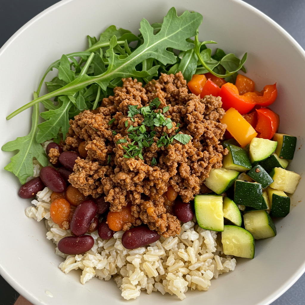 7. High-Protein Beef and Rice Power Bowl