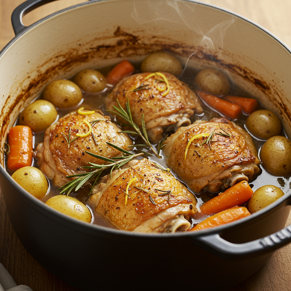 7. Lemon Rosemary Braised Chicken Thighs