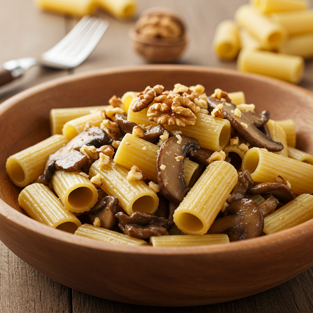 7. Rustic Mushroom Pasta with Walnuts