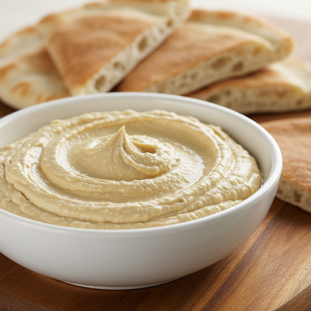 7. Smooth Hummus with Soft Pita