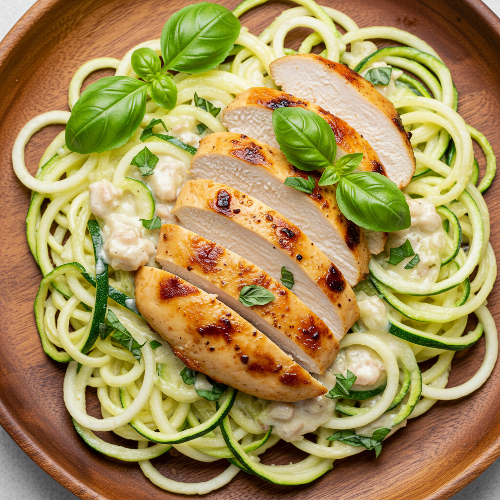 7. Zucchini Noodle Chicken Alfredo