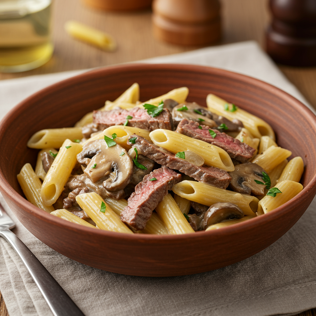 8. Creamy Steak Pasta