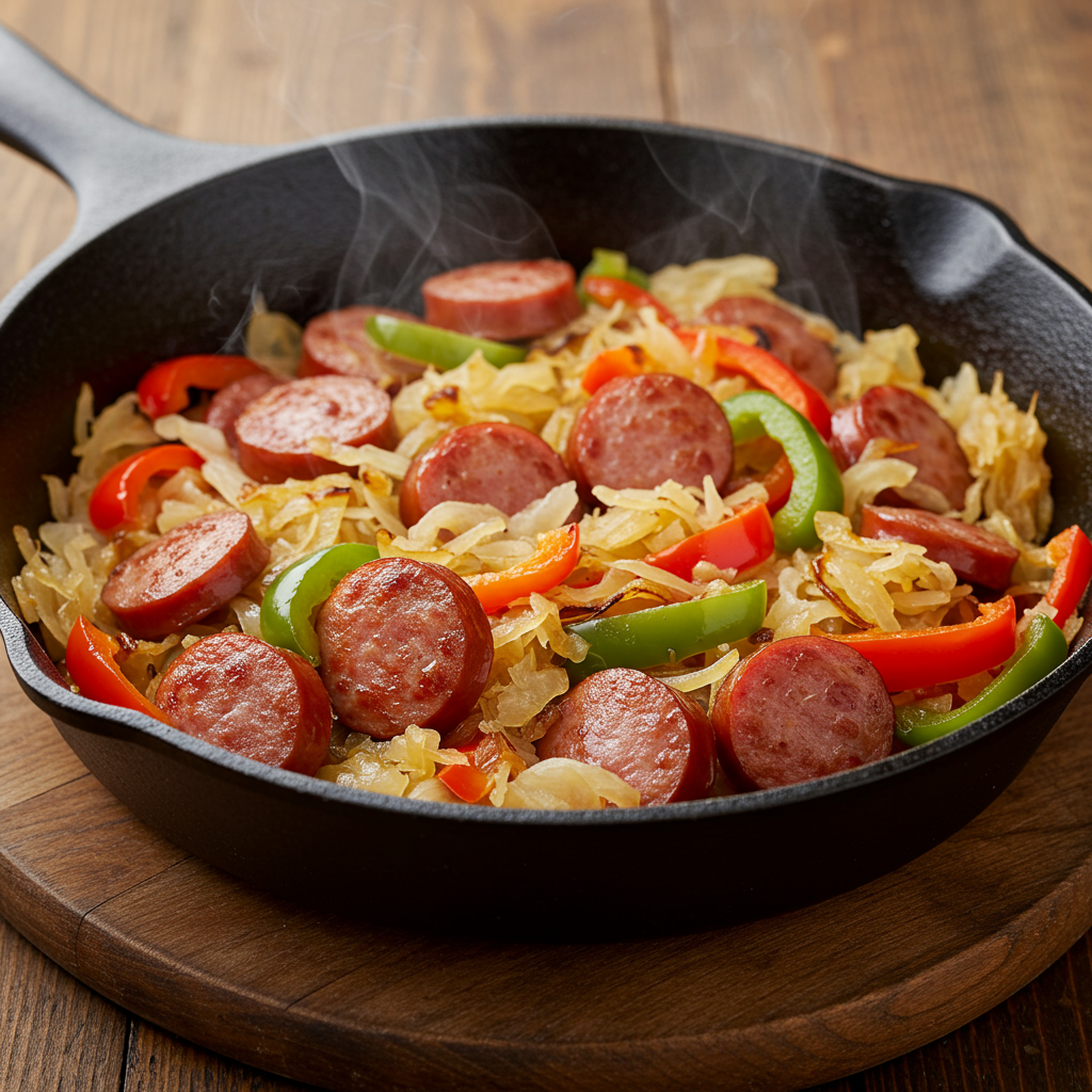 8. Kielbasa and Sauerkraut Skillet