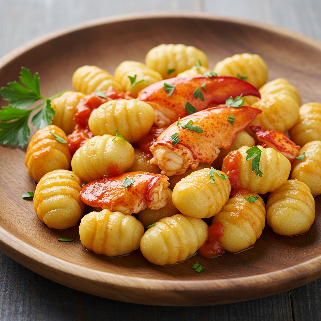8. Lobster Gnocchi with Roasted Red Pepper Sauce