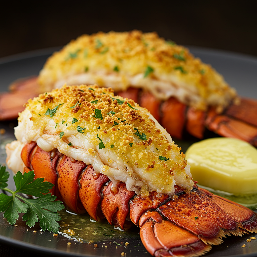8. Parmesan Crusted Baked Lobster Tails