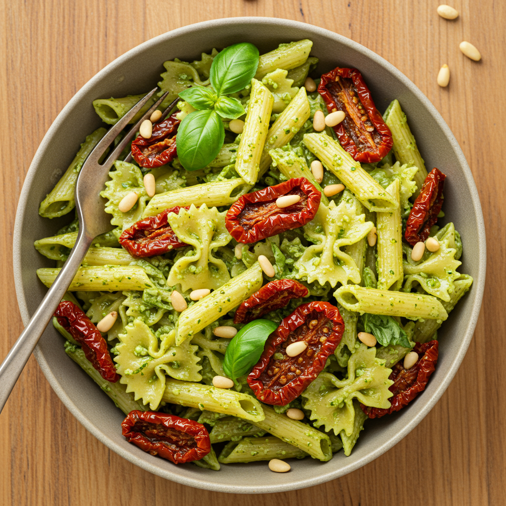 8. Pesto Pasta Salad with Sun-Dried Tomatoes