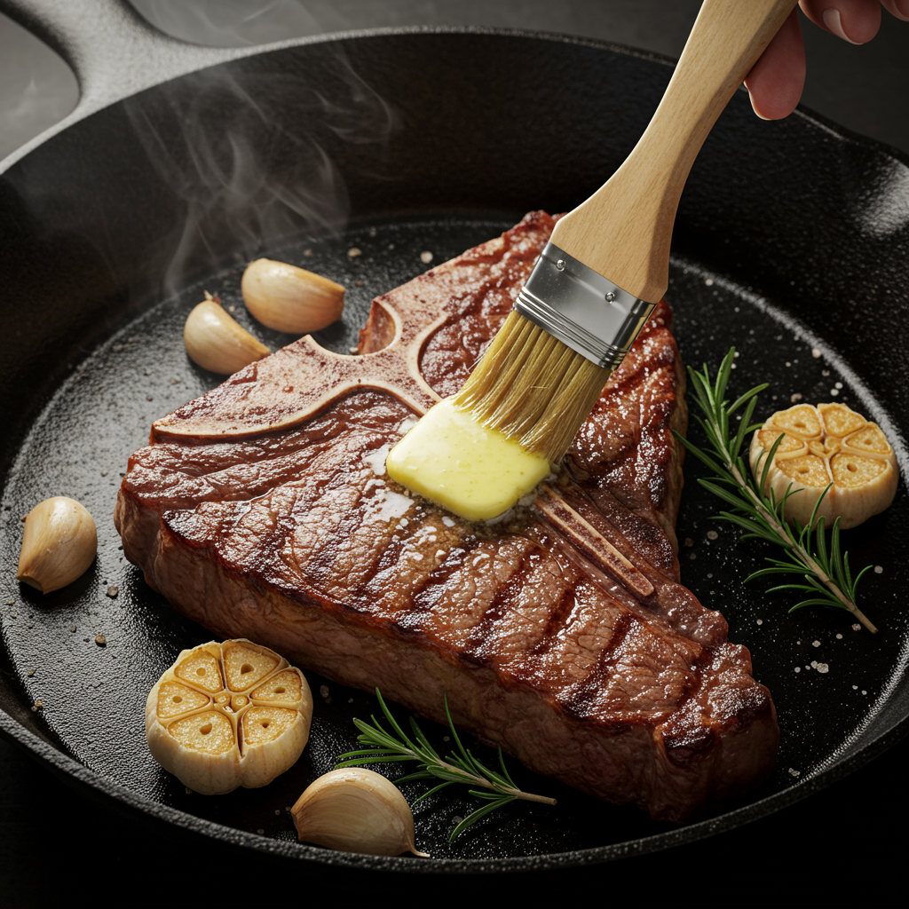 8. T-Bone Steak with Rosemary and Garlic