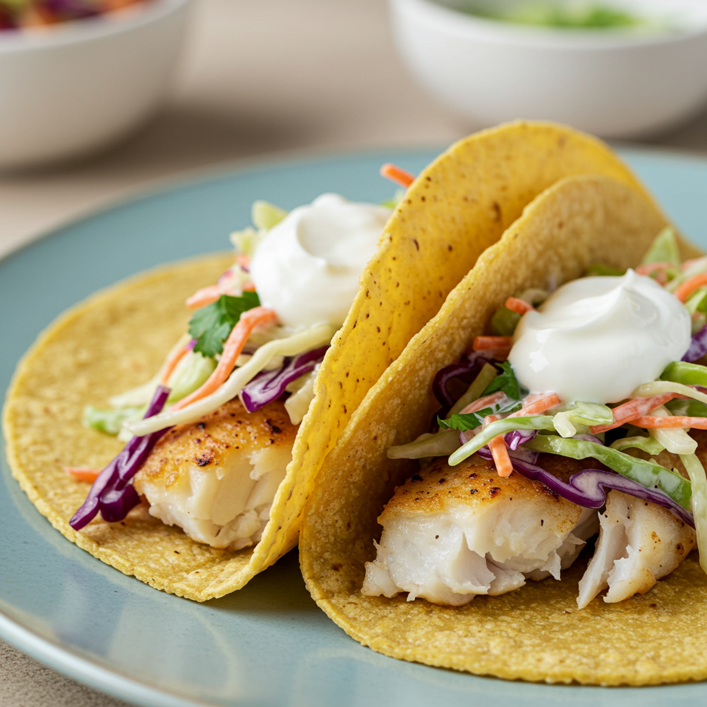 9. Gentle Fish Tacos with Cabbage Slaw