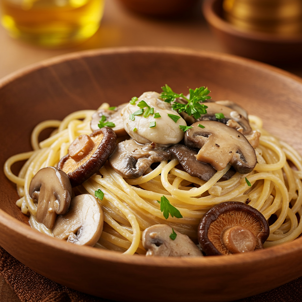 9. Gourmet Mushroom Pasta with Multiple Varieties
