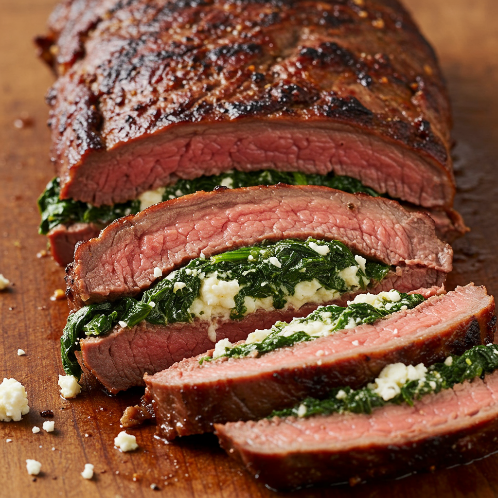 9. Spinach and Feta Stuffed Flank Steak