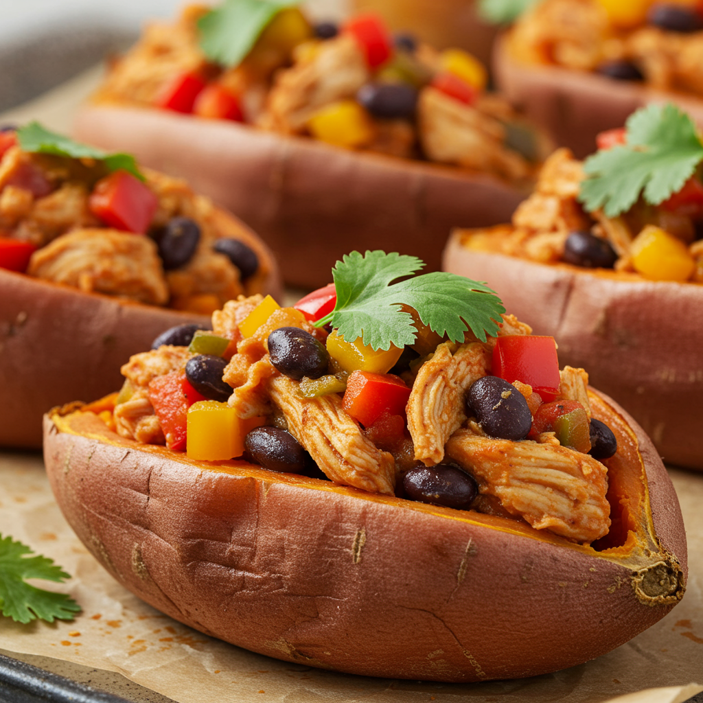 9. Stuffed Sweet Potatoes with Black Beans and Chicken