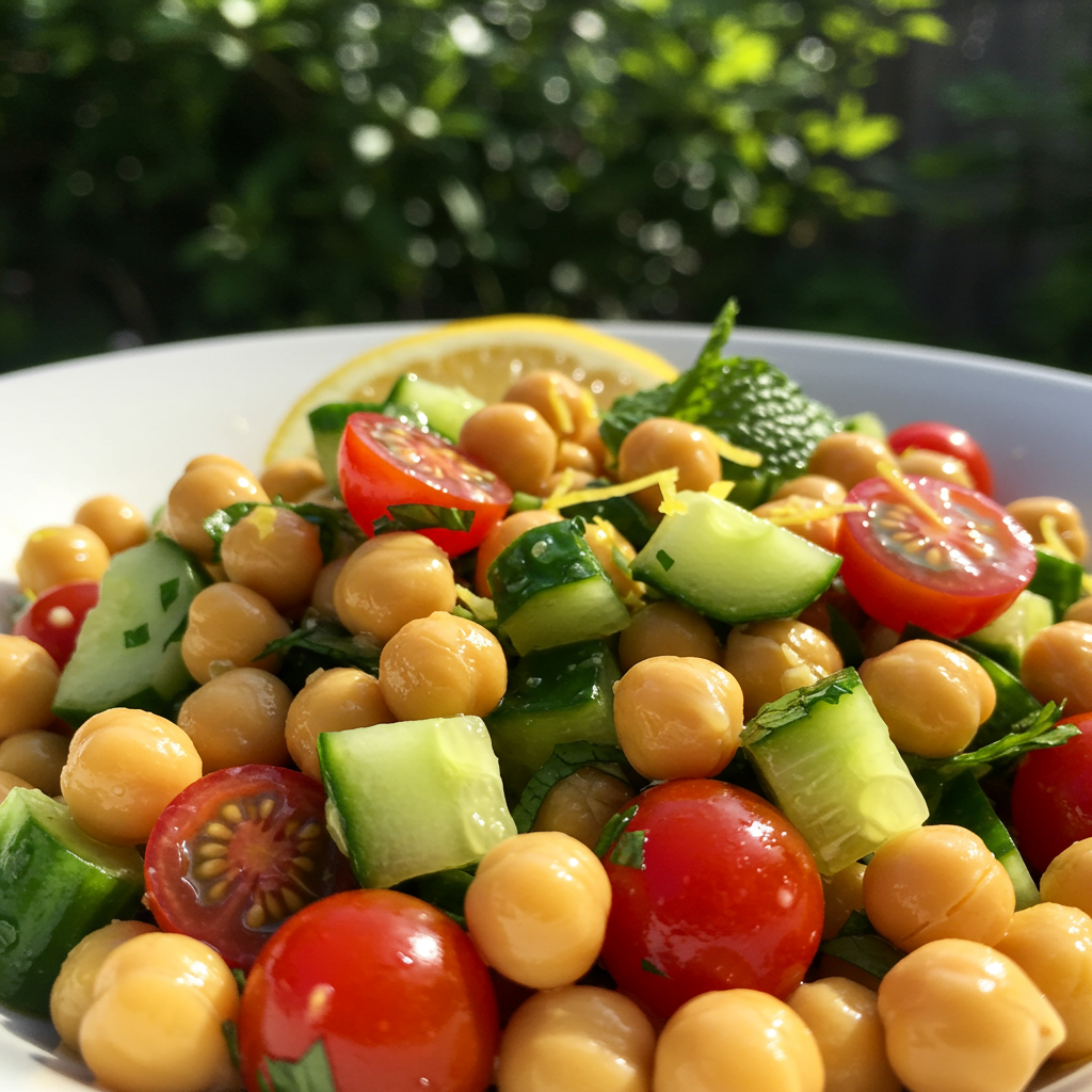 10. Chickpea Salad with Smashed Cucumbers