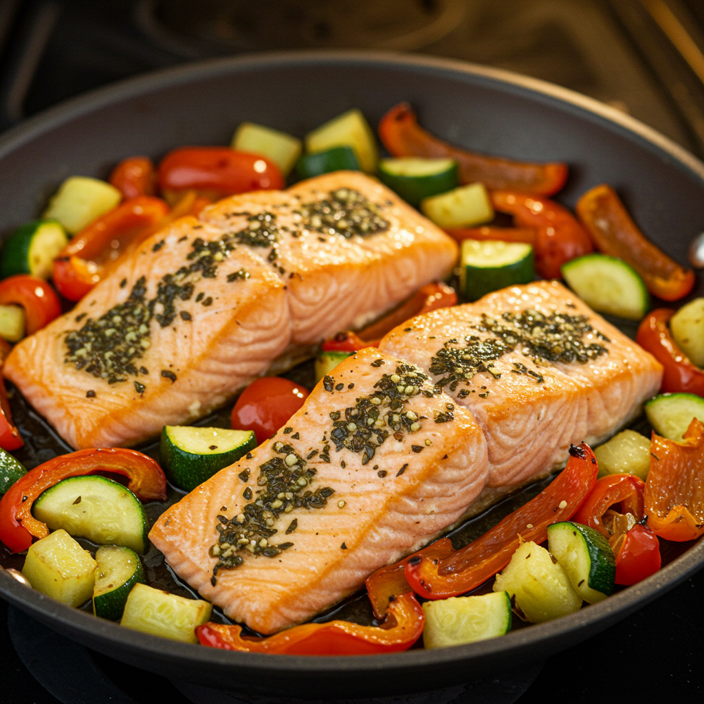 10. Lemon Herb Salmon with Roasted Vegetables