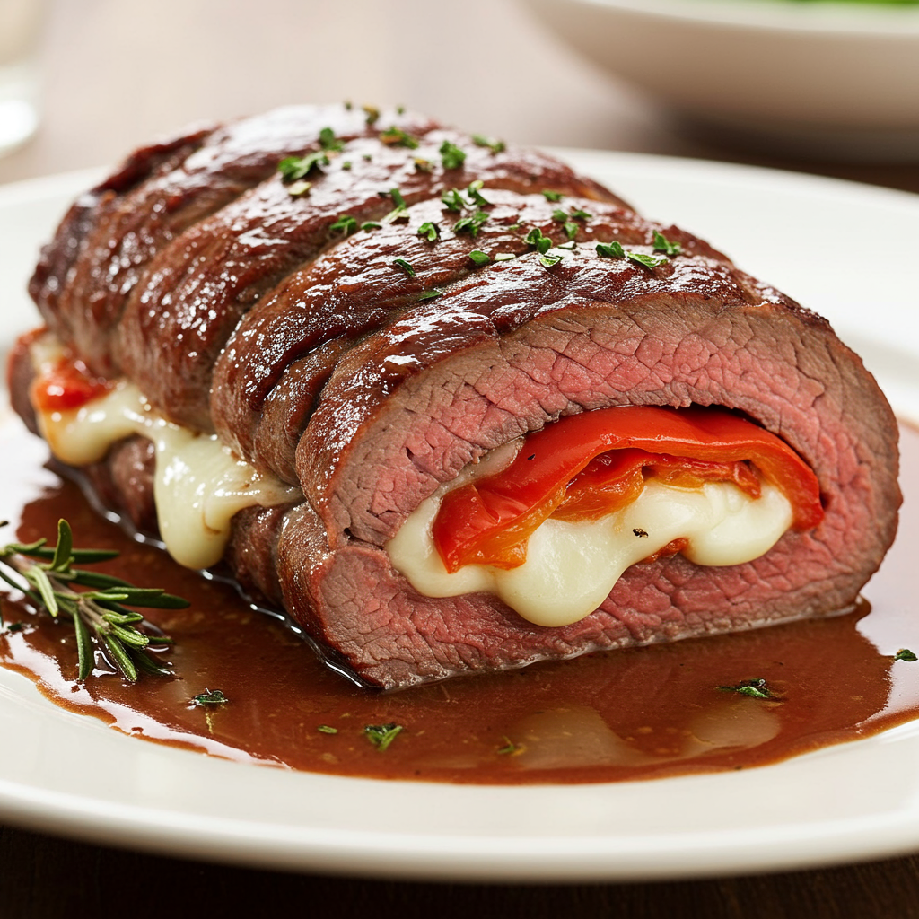 10. Roasted Red Pepper and Provolone Stuffed Steak