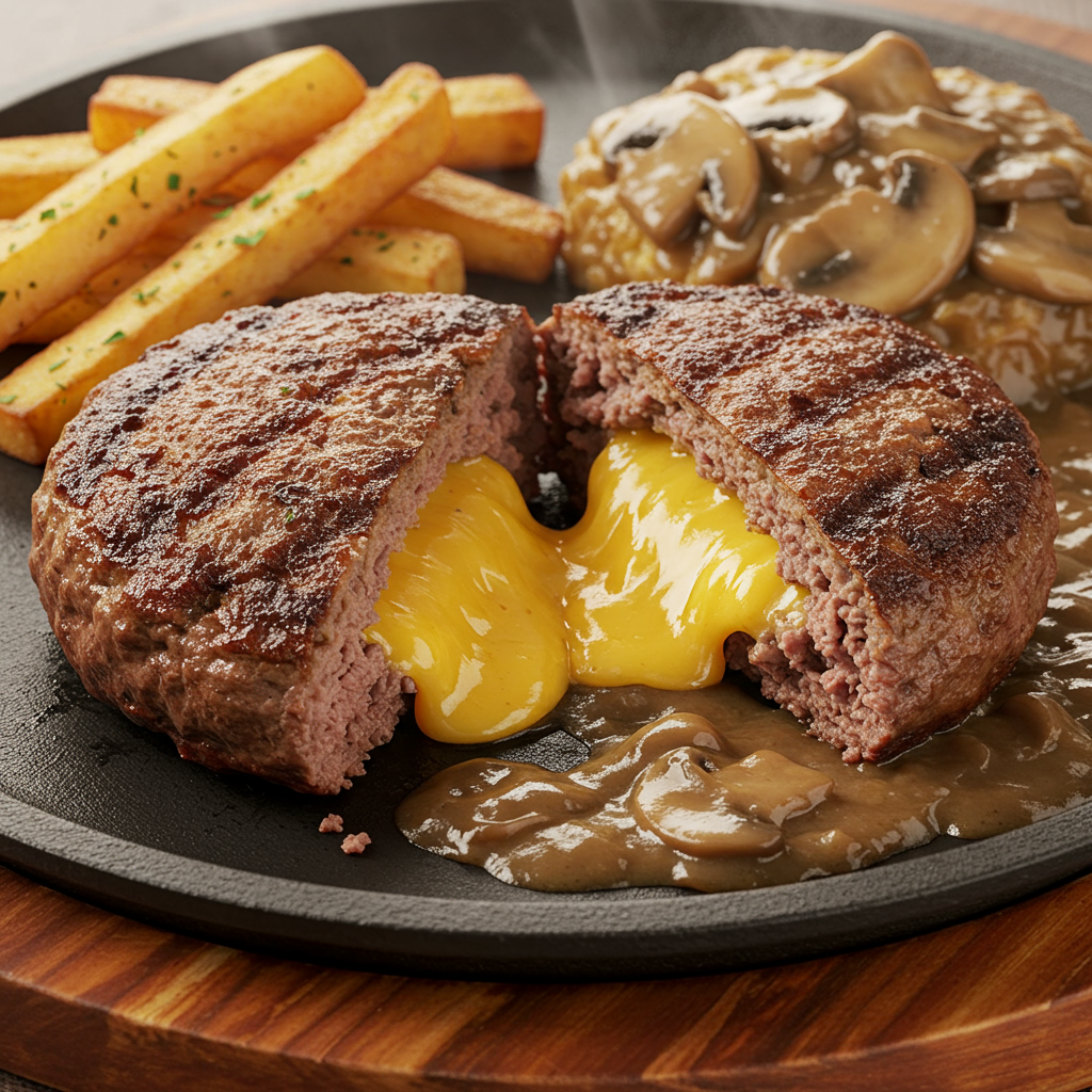 11. Cheesy Stuffed Hamburger Steak