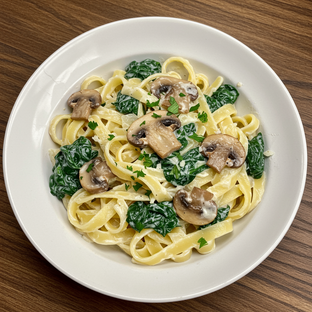 11. Creamy Mushroom Pasta with Spinach