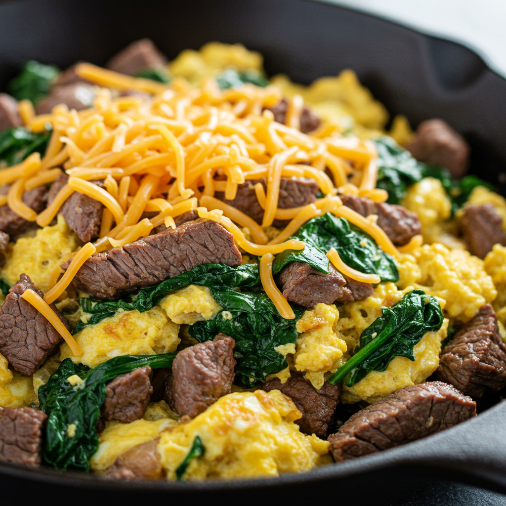 11. Steak and Spinach Scramble