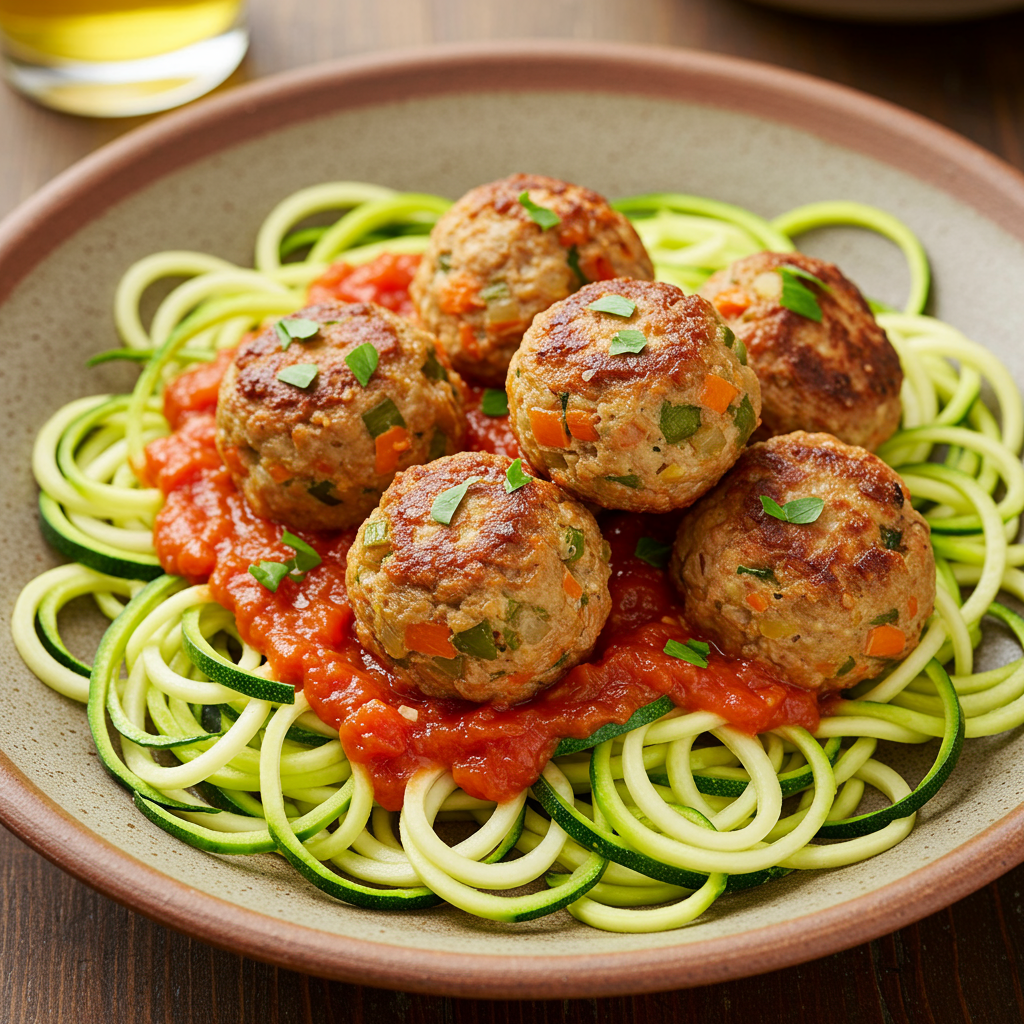 11. Turkey and Vegetable Meatballs with Zucchini Noodles