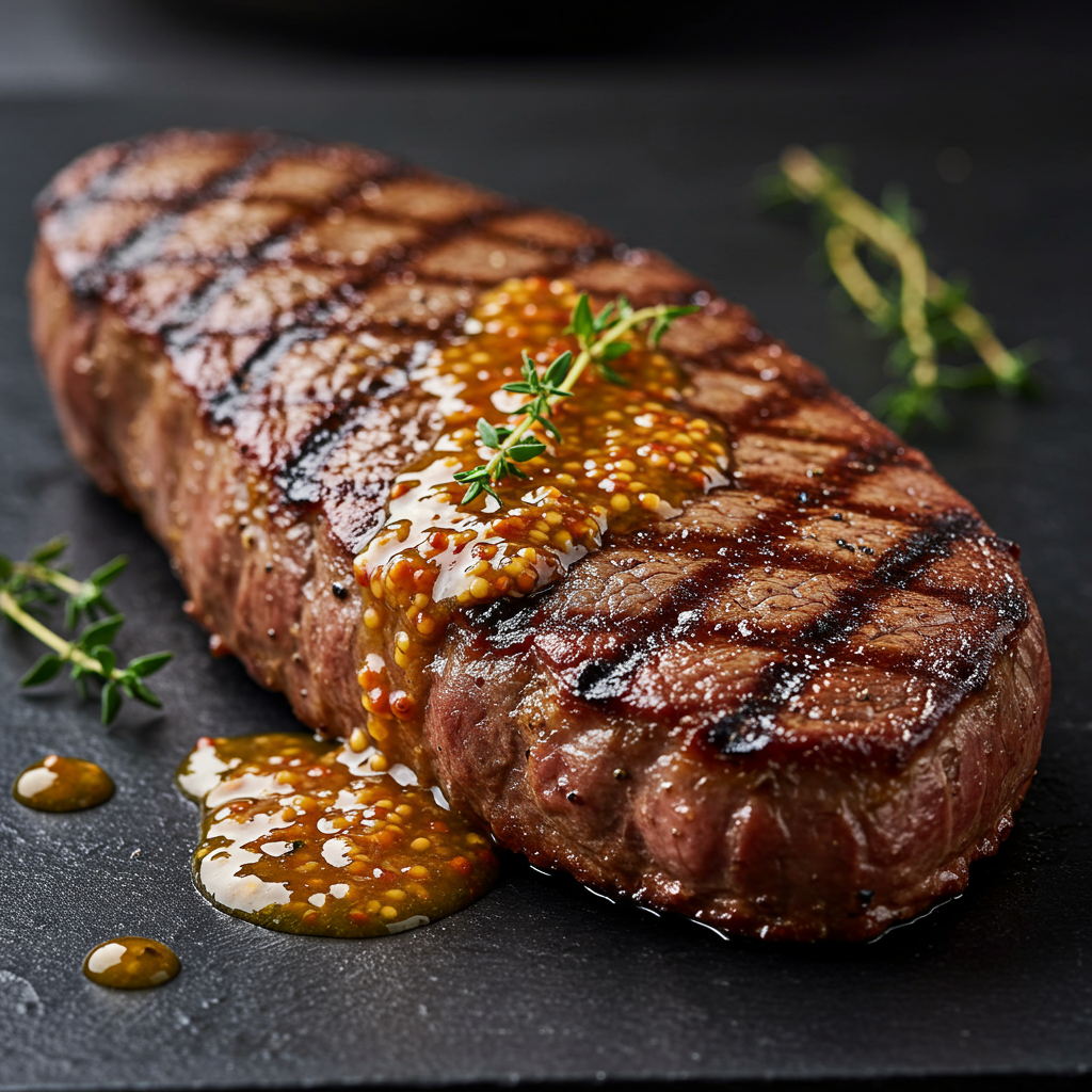 12. Bourbon-Mustard Strip Steak