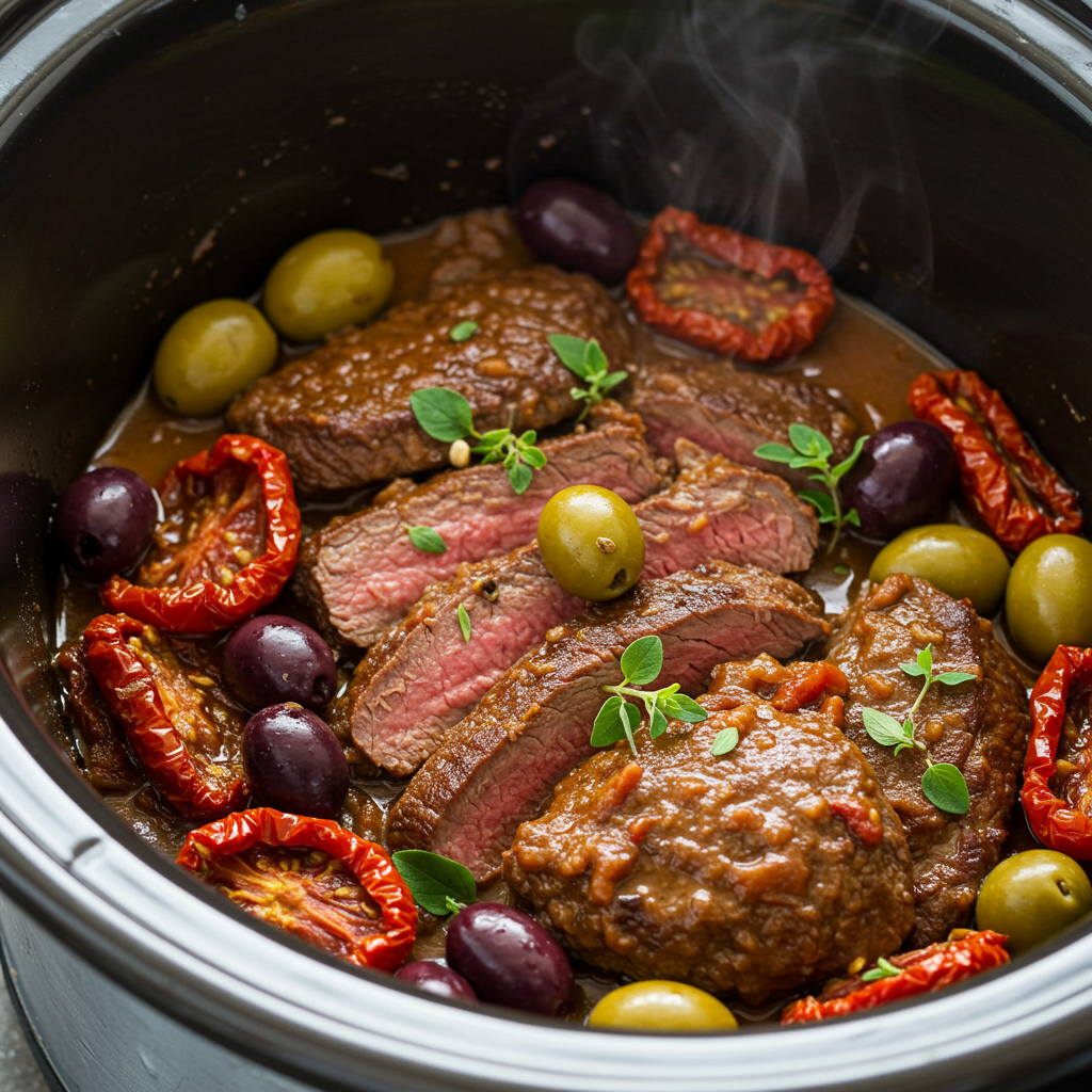 12. Mediterranean Crockpot Steak