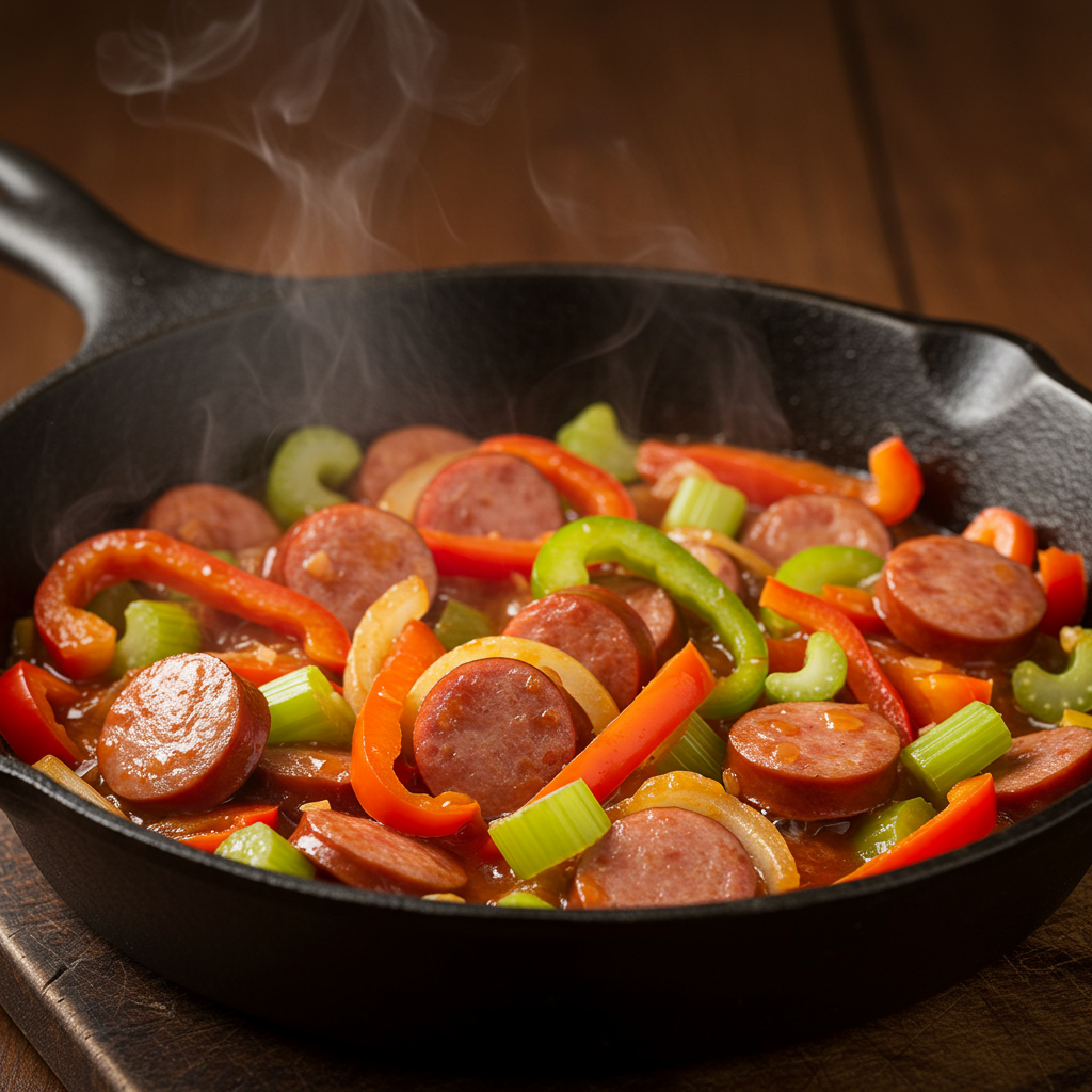 12. Spicy Cajun Kielbasa Skillet
