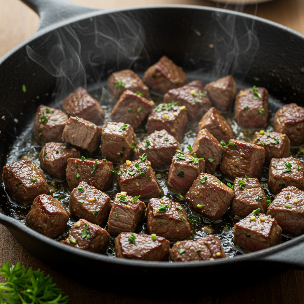 13. Garlic Herb Butter Steak Bites