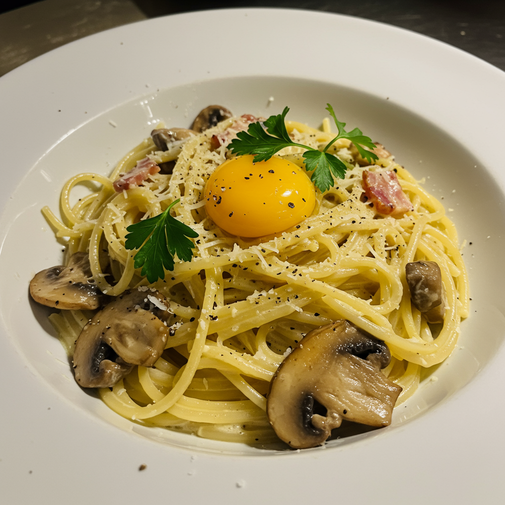 13. Mushroom Carbonara (Vegetarian Style)