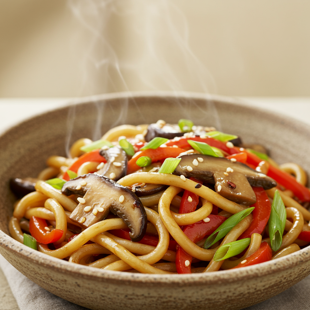 14. Asian-Inspired Mushroom Pasta