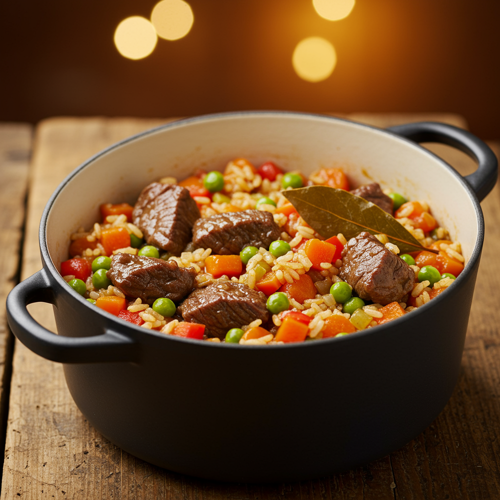 14. Hearty Beef and Rice with Bay Leaves