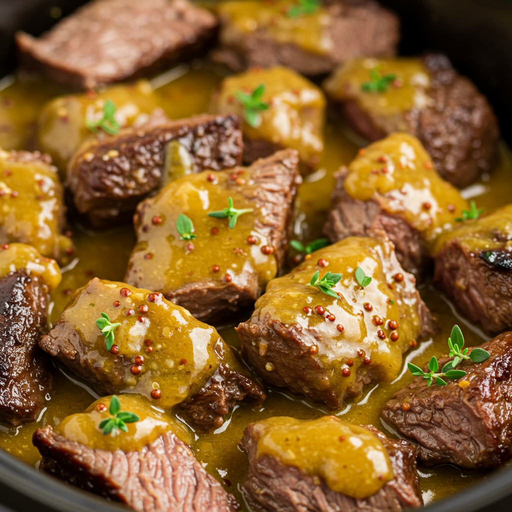 14. Honey Mustard Crockpot Steak