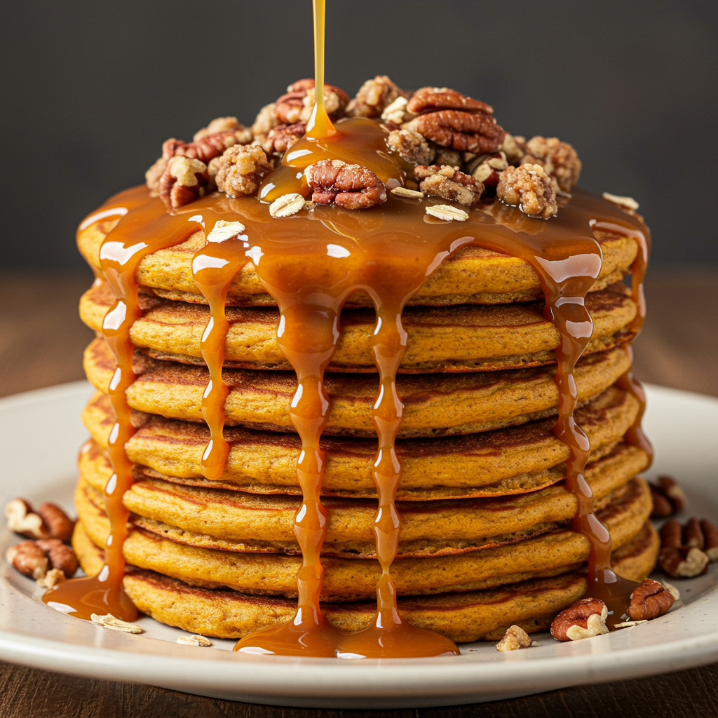 14. Pumpkin Caramel Crunch Pancakes