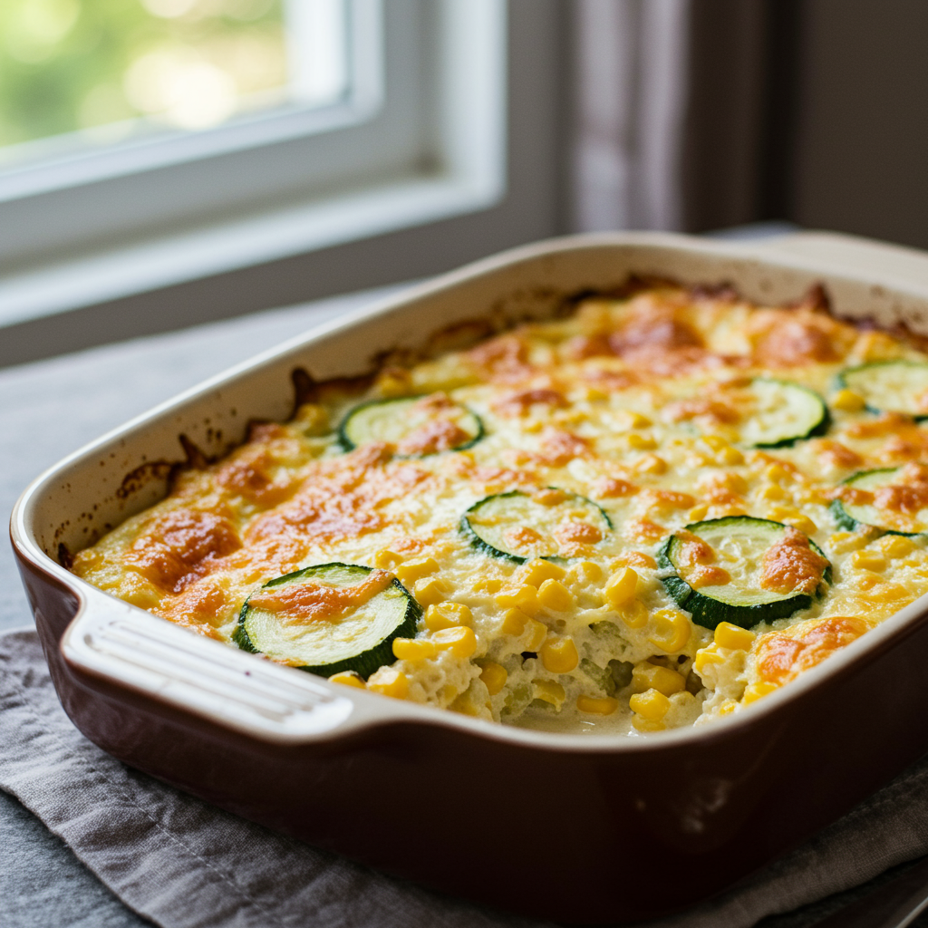 15. Cheesy Zucchini and Corn Casserole