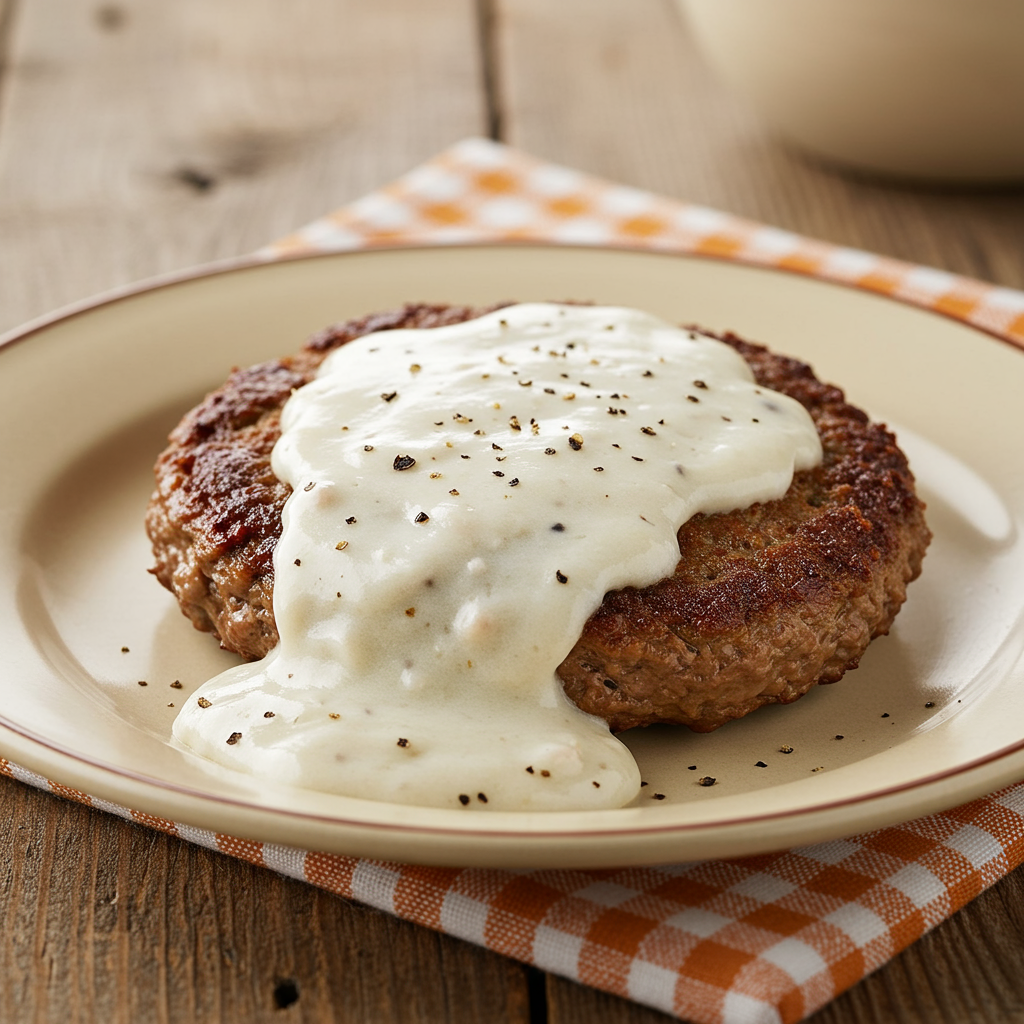 15. Country-Style Hamburger Steak with Cream Gravy