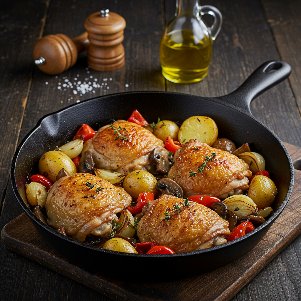 15. Rustic Mushroom Chicken Skillet