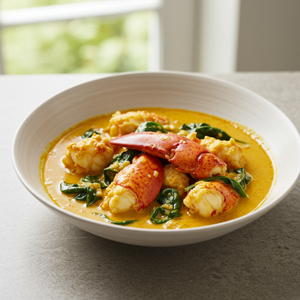 15. Spicy Coconut Lobster Curry with Spinach