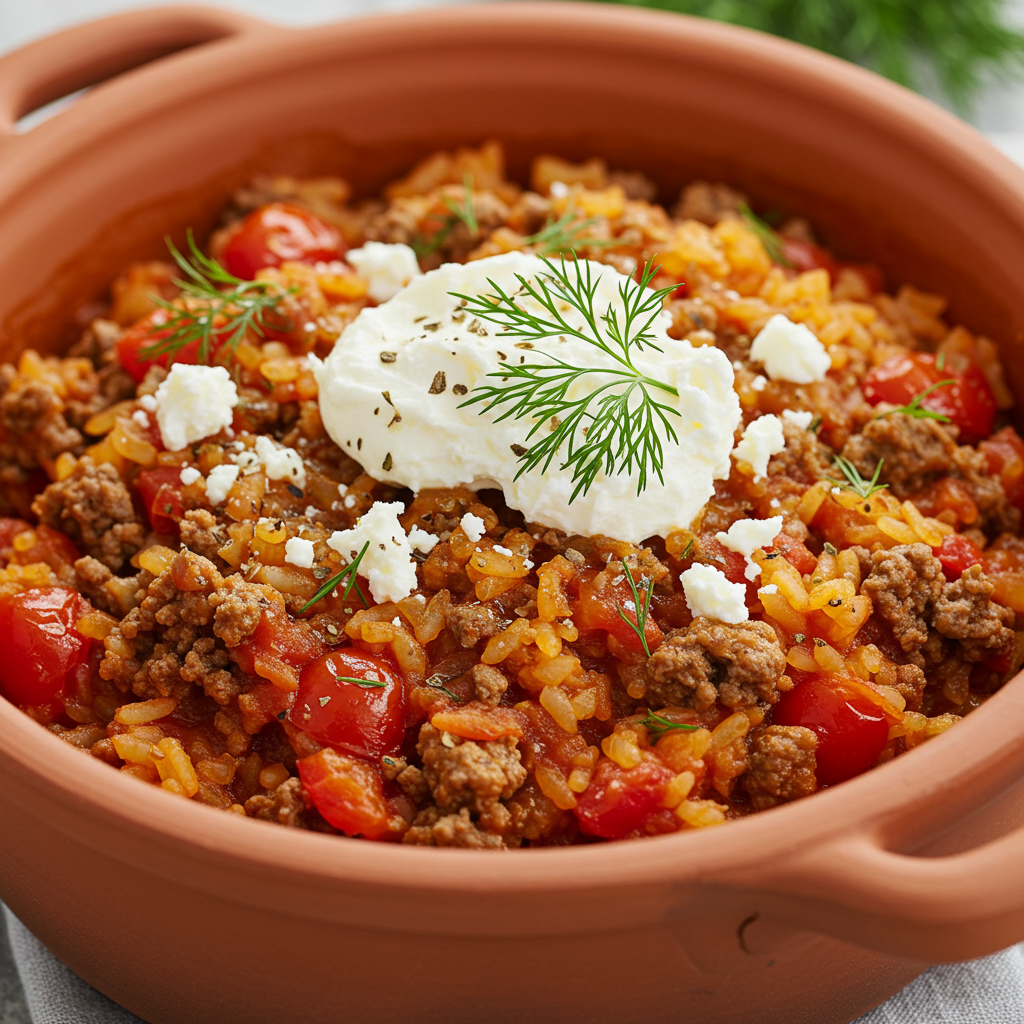 16. Greek-Style Beef and Rice