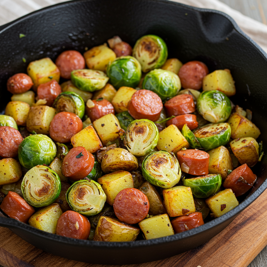 16. Kielbasa and Brussels Sprouts Hash