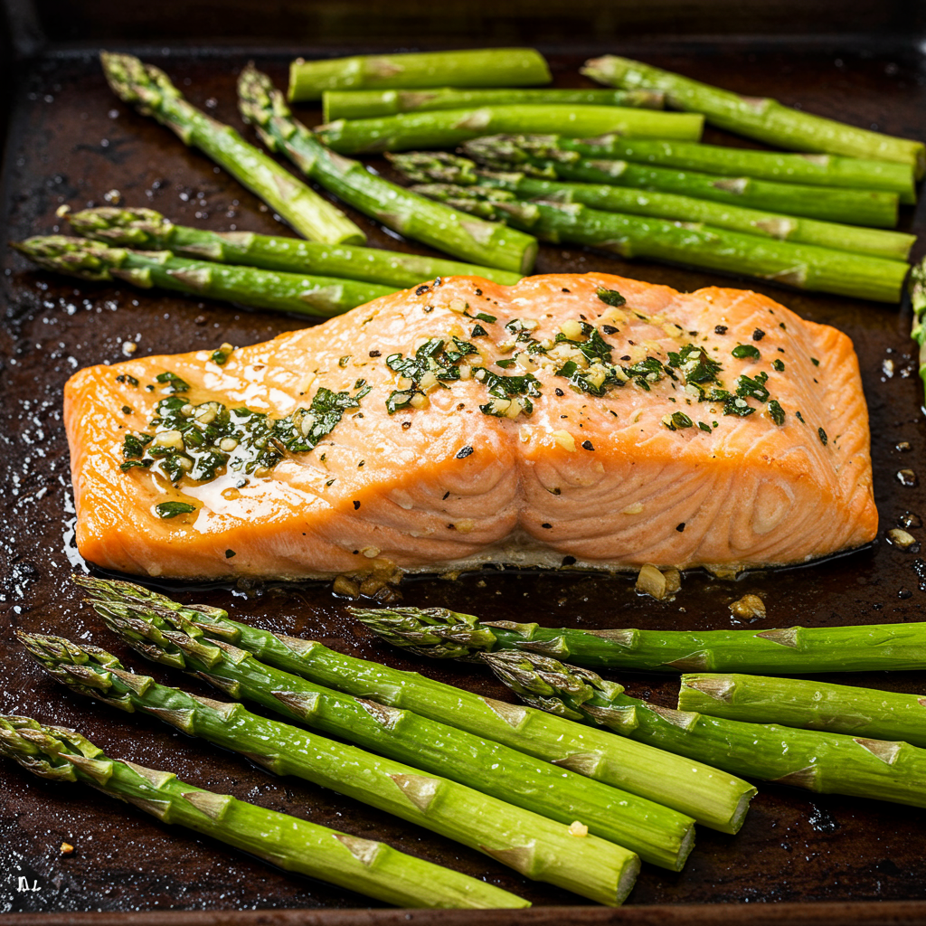 17. Sheet Pan Lemon Herb Salmon and Asparagus