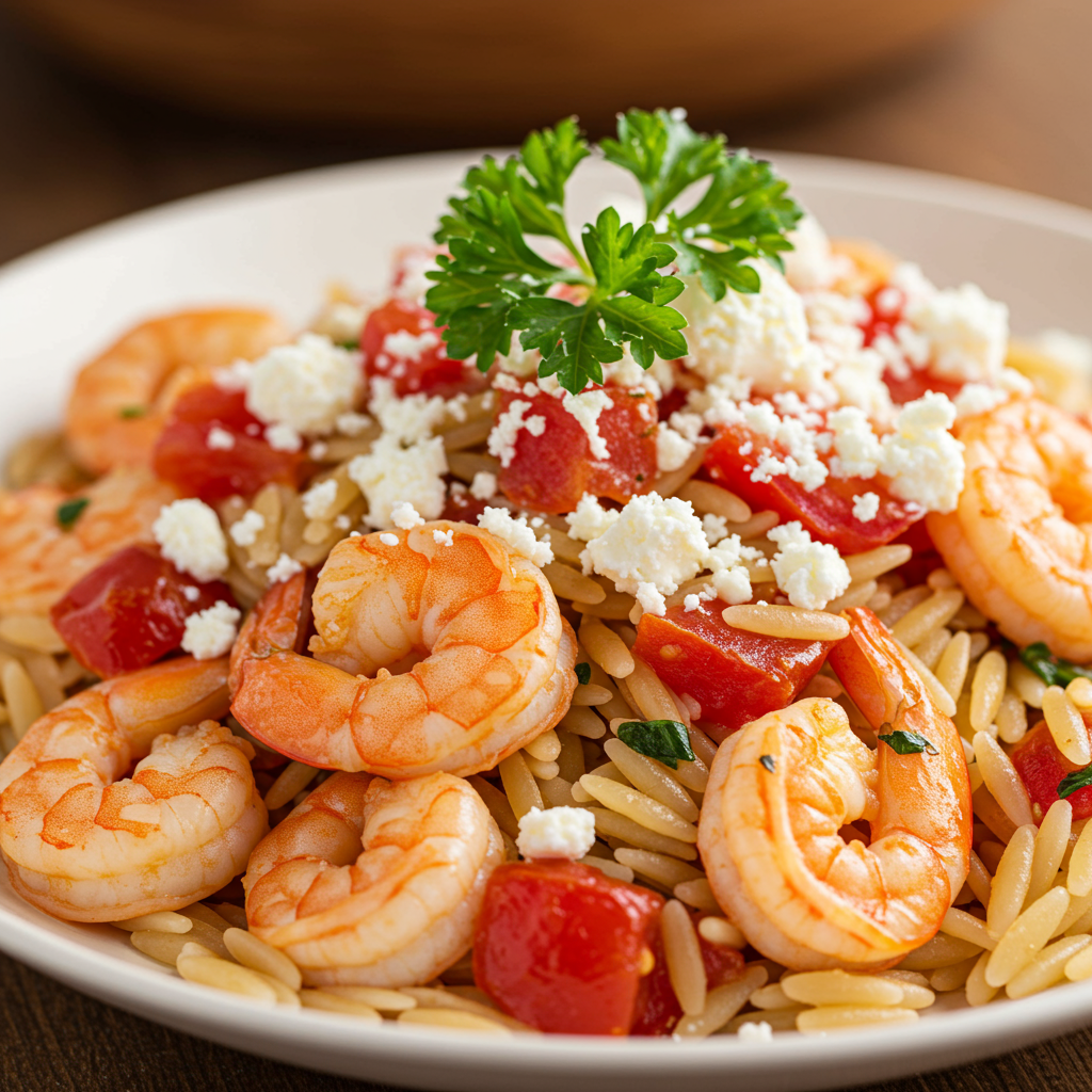 17. Shrimp with Orzo and Feta