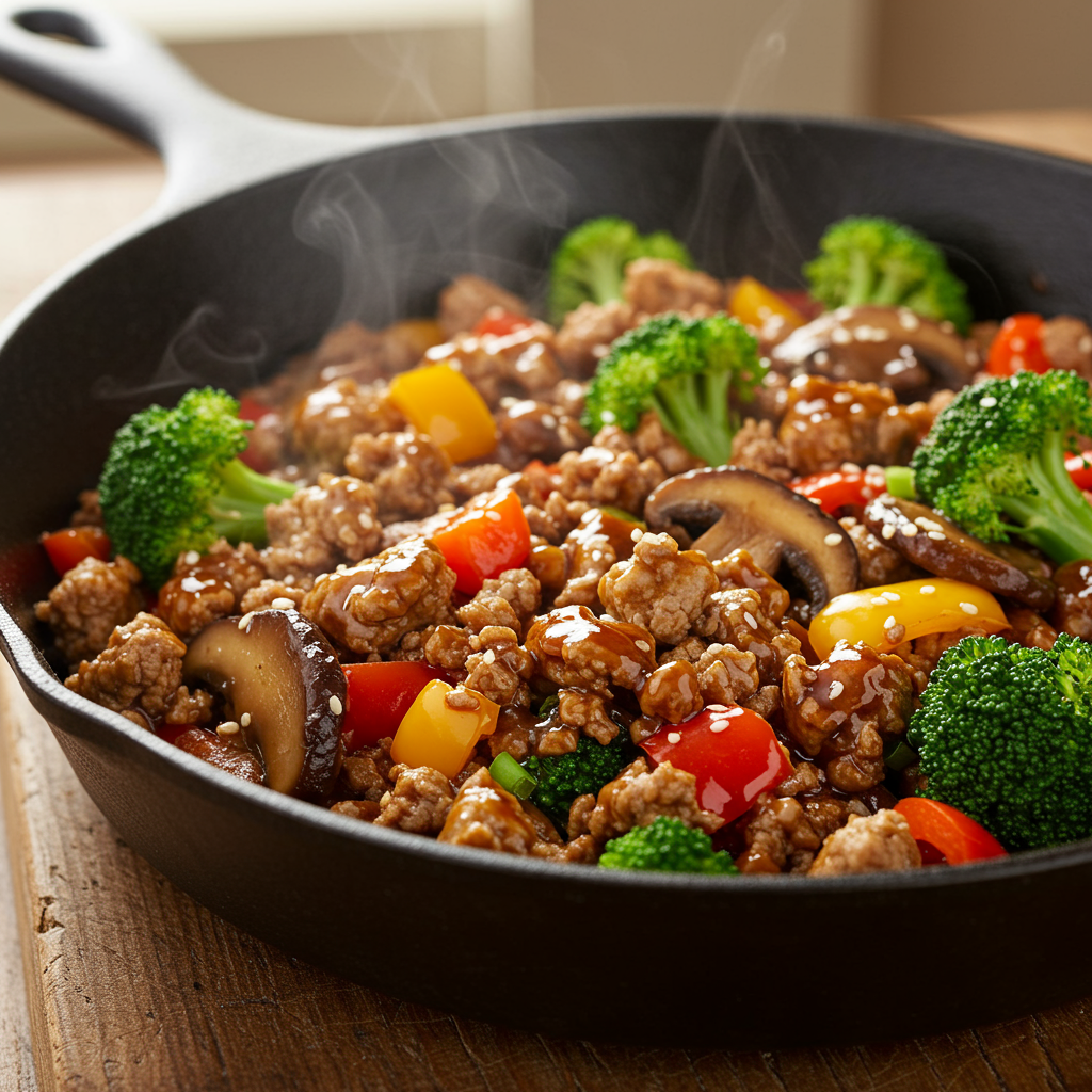17. Teriyaki Ground Turkey Skillet