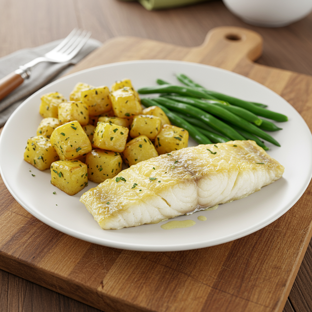 18. Baked Cod with Herb-Roasted Potatoes