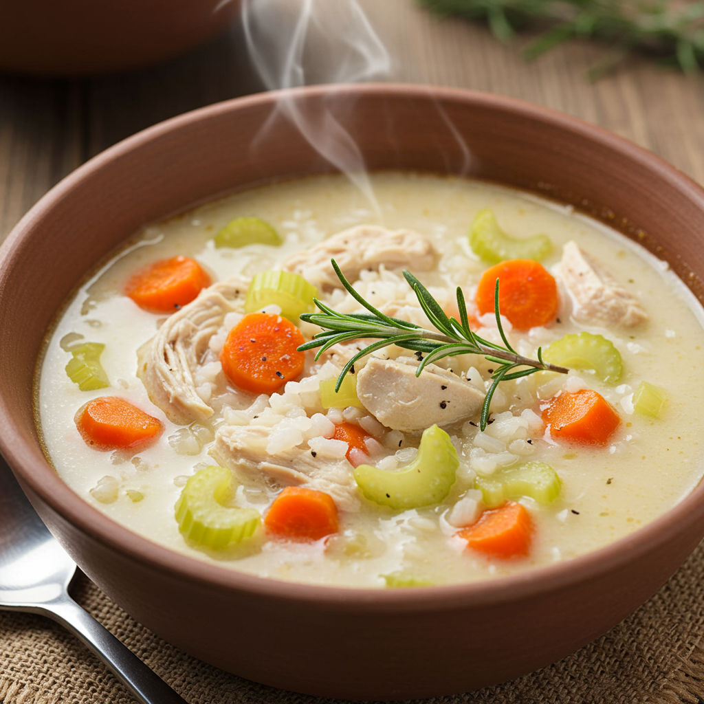 18. Creamy Rosemary Chicken Soup with Rice