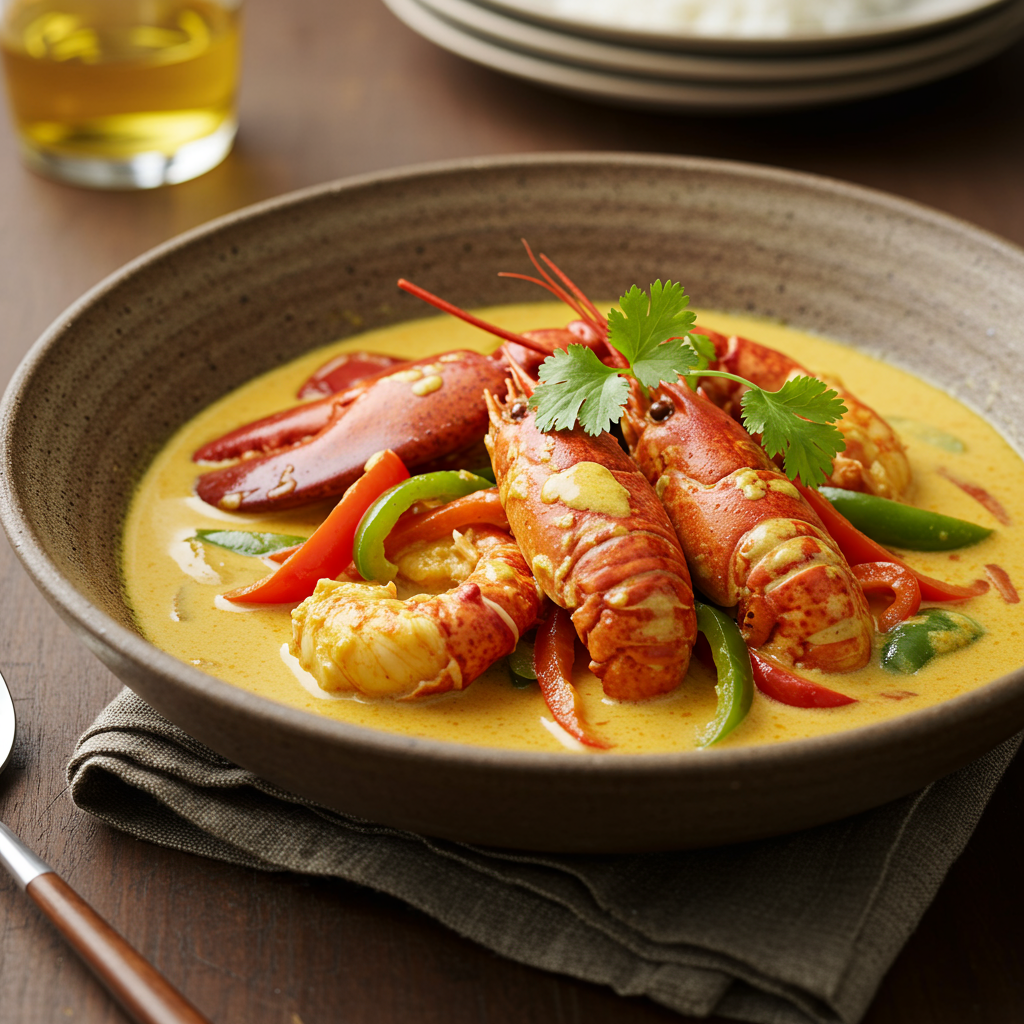 18. Lobster Curry with Bell Peppers and Coconut Milk
