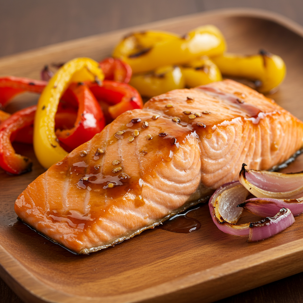 18. Teriyaki Salmon with Roasted Bell Peppers