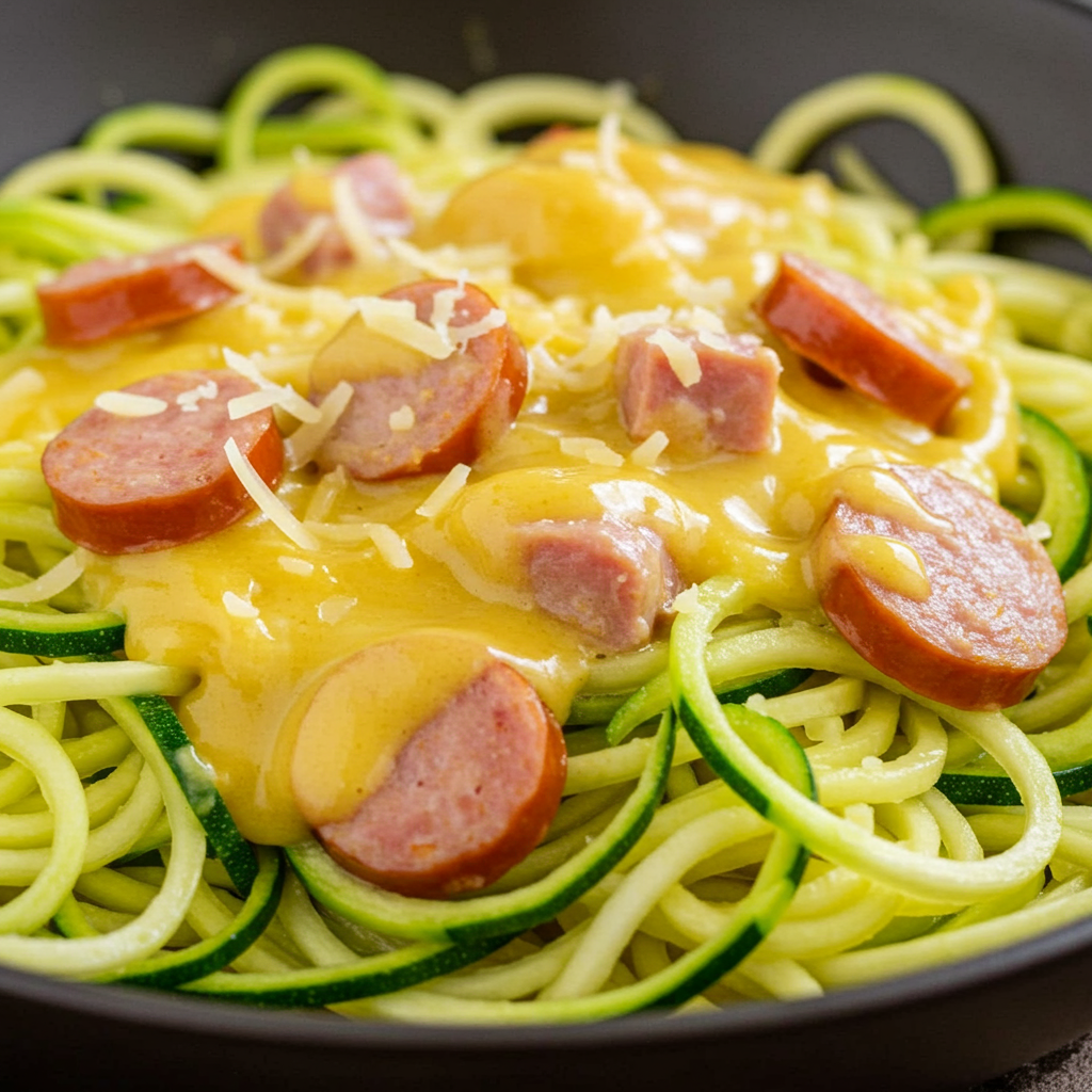 19. Kielbasa and Zucchini Noodle Carbonara