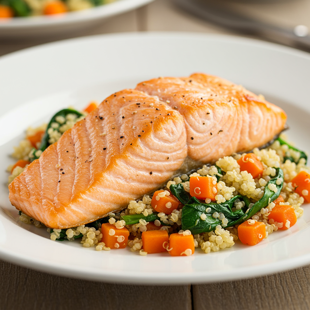 21. Baked Salmon with Quinoa Pilaf