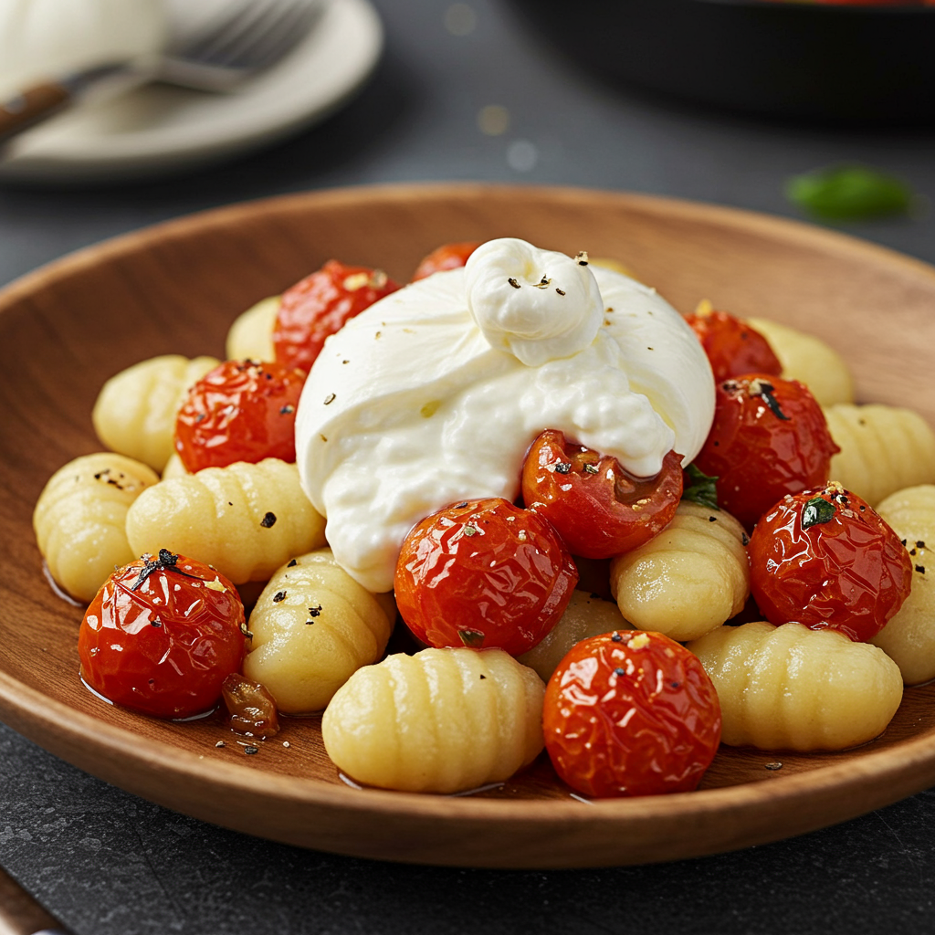 21. Gnocchi with Roasted Grape Tomatoes and Burrata