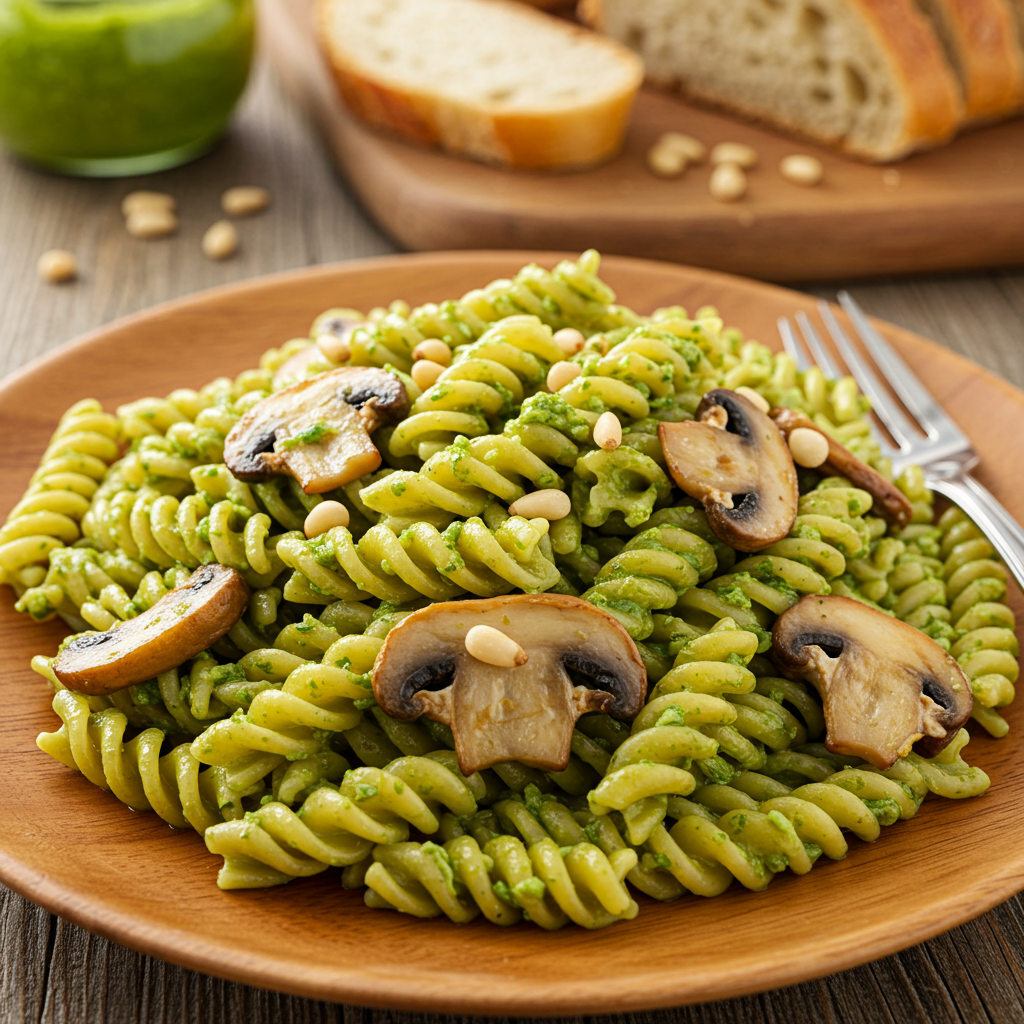 21. Mushroom Pasta with Pesto