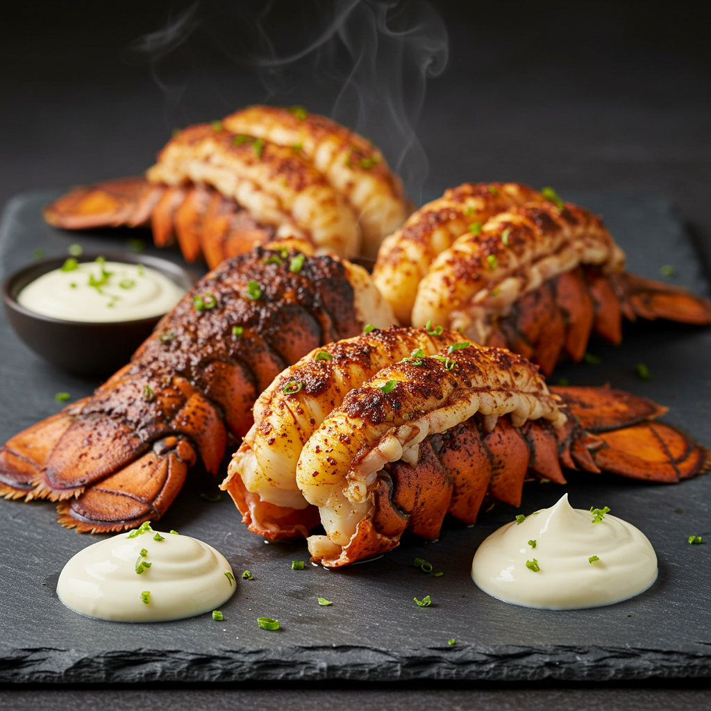 22. Blackened Lobster Tails with Lime Crema